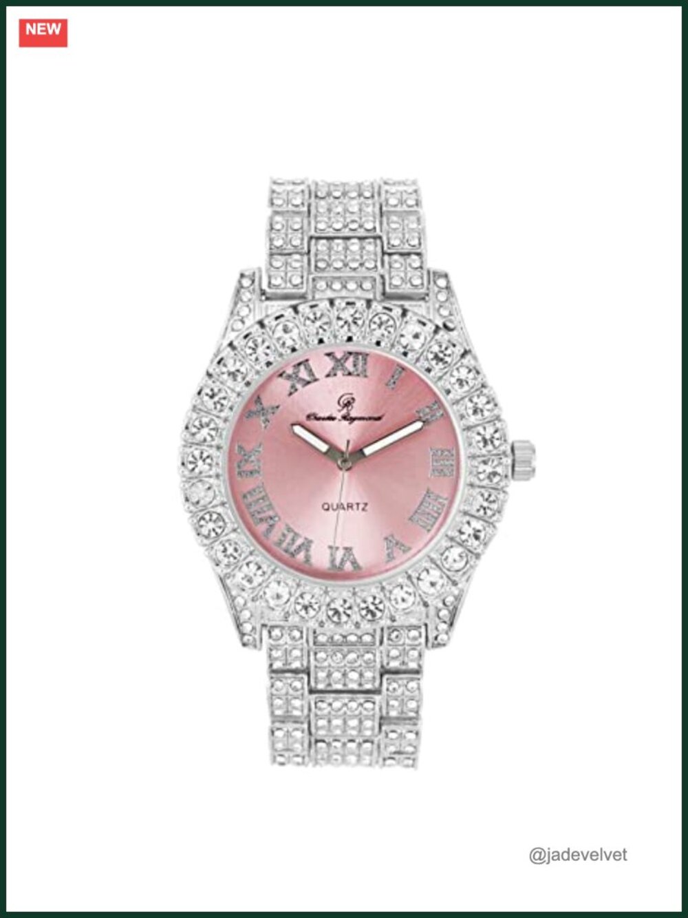 Women's Iced Out Watch Big Rocks Bezel Roman Numerals Quartz Bling Dress